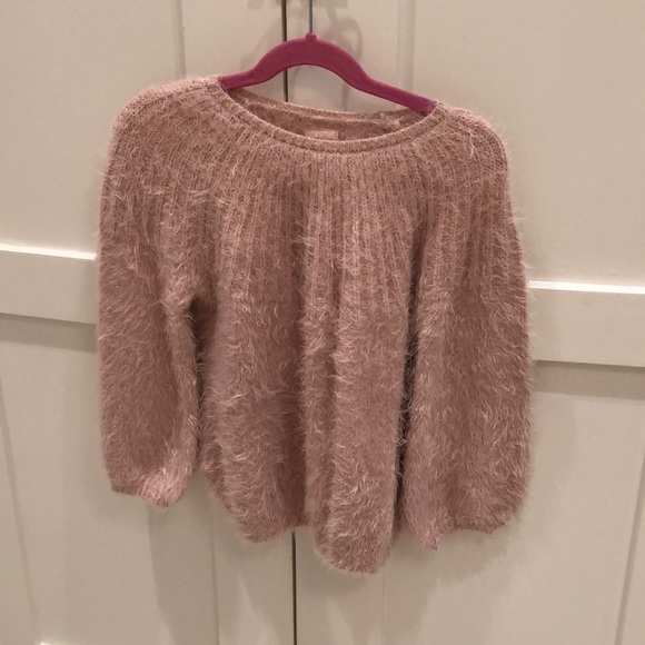 Zara Pink Feather Knit Sweater 